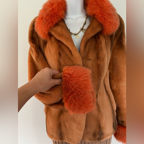 Cisodono Italian designer sheared Mink with full fox Collar jacket/coat🔥 - Picture 14 of 16